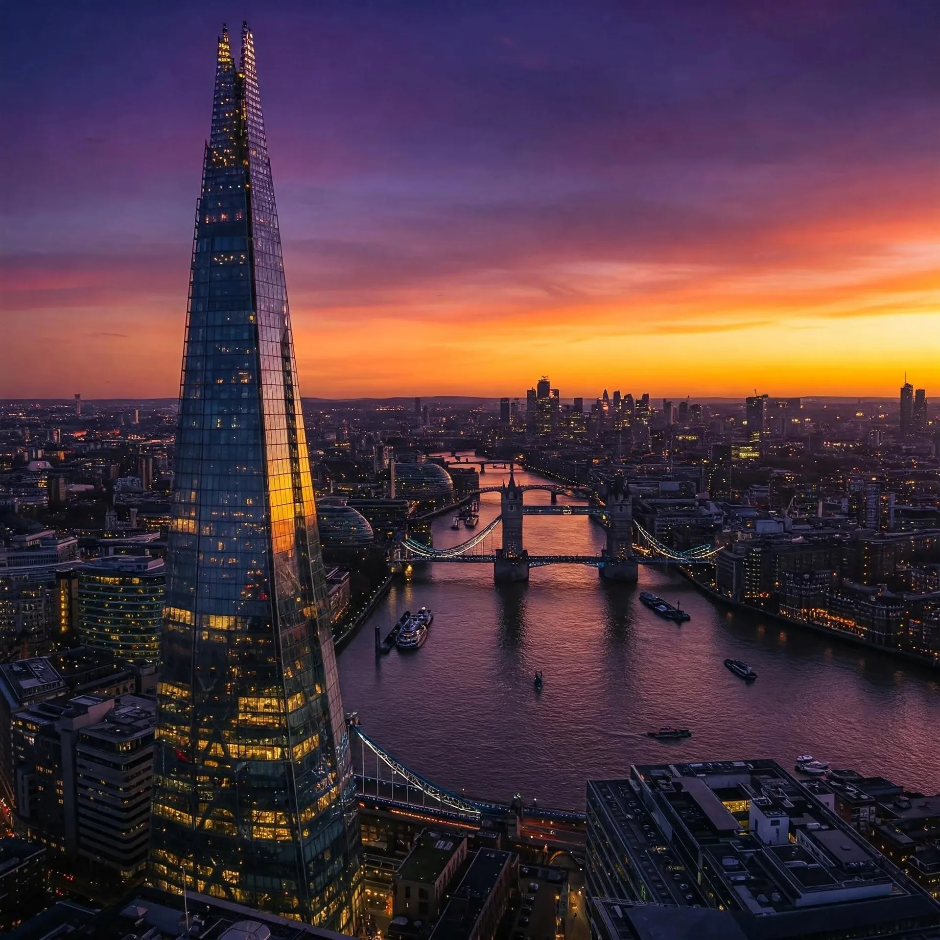 United Kingdom skyline at night